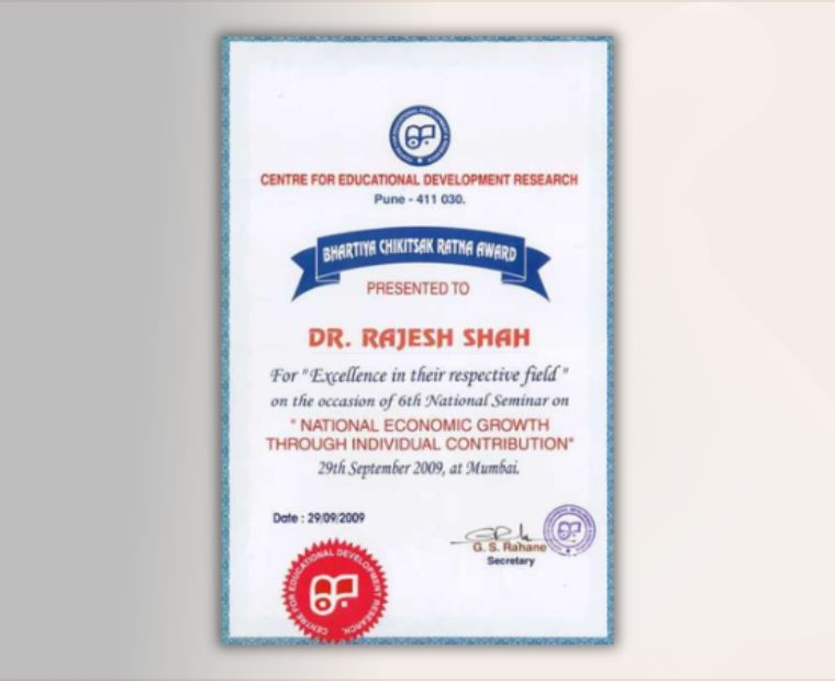 Bharatiya Chikista Ratna Award Dr Rajesh Shah